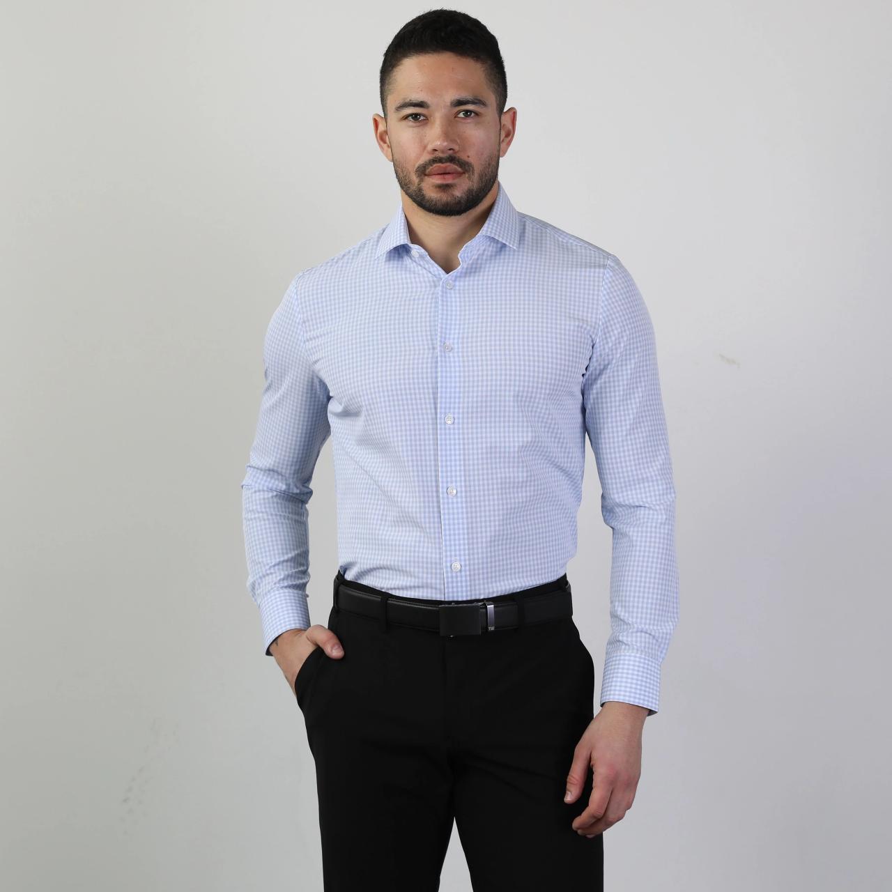 Light blue silk dress shirt mens