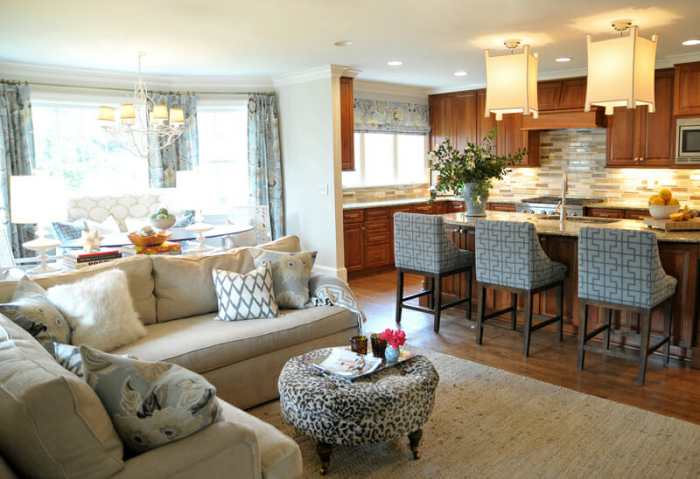 How to decorate open kitchen and living room