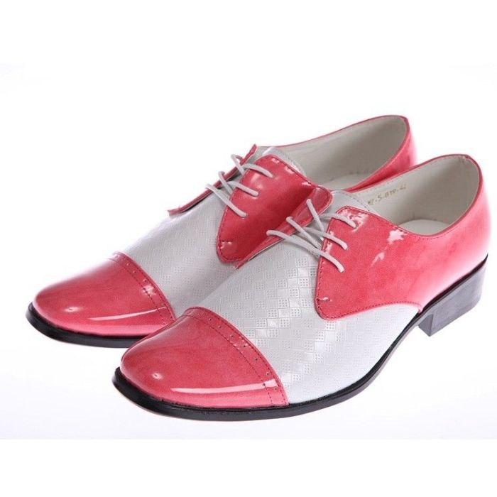 Pink and white men's dress shoes