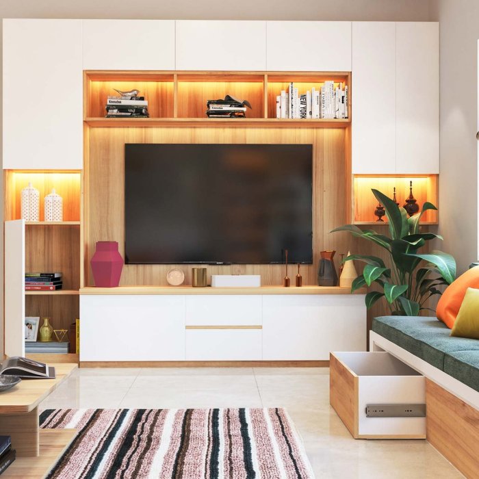 Desain tempat tv rumah type 21